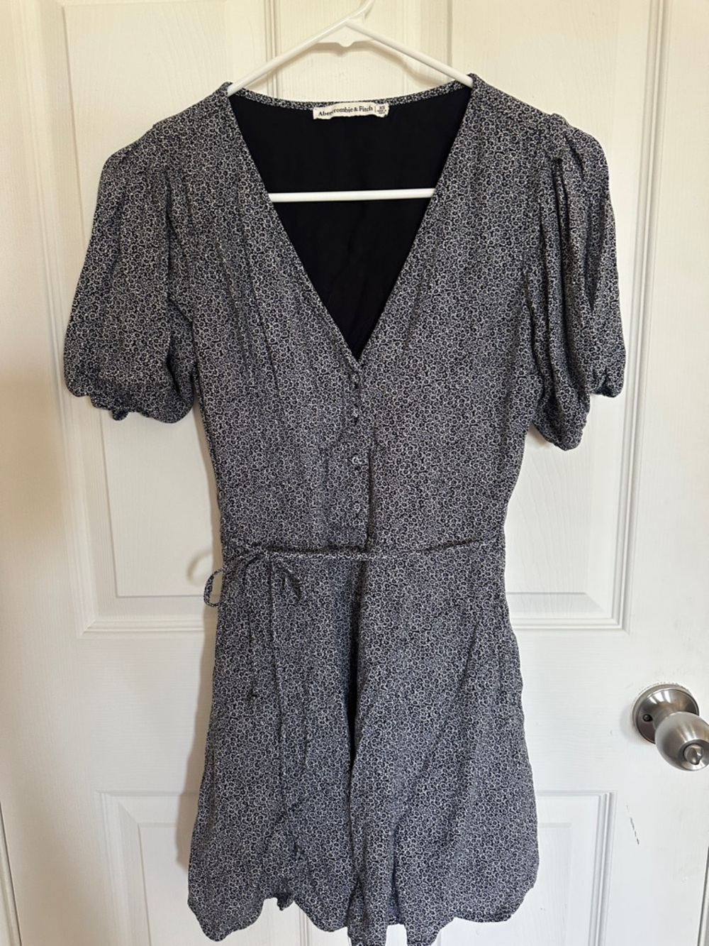 Abercrombie & Fitch Navy Floral Wrap-Style Mini Dress